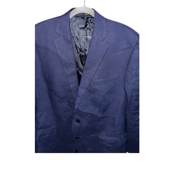Lauren Ralph Lauren Navy Blue Linen Blazer Size 44R - Picture 3 of 8